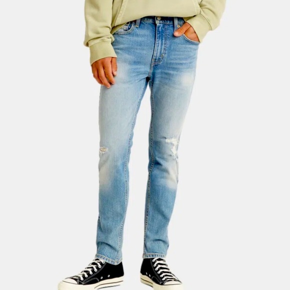 Levis Mens 510 Skinny Fit Light Wash Distressed Stretch Jeans 30x30 - Picture 1 of 7